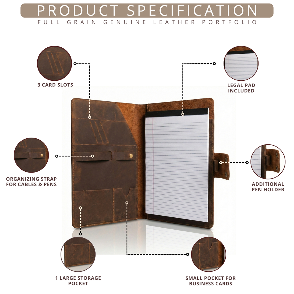 Premium Full Grain Leather Journal – Handmade Refillable Notebook